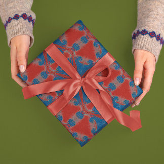  Stijl Abstracte Ster in Rood en Blauw Inpakpapier Vel