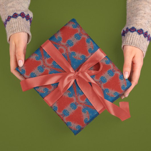  Stijl Abstracte Ster in Rood en Blauw Inpakpapier Vel