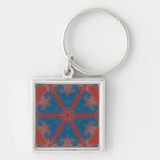  Stijl Abstracte Ster in Rood en Blauw Sleutelhanger (Voorkant)