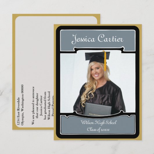  stijl Afstuderen fotokaart Aankondigingskaart (Voorkant / Achterkant)