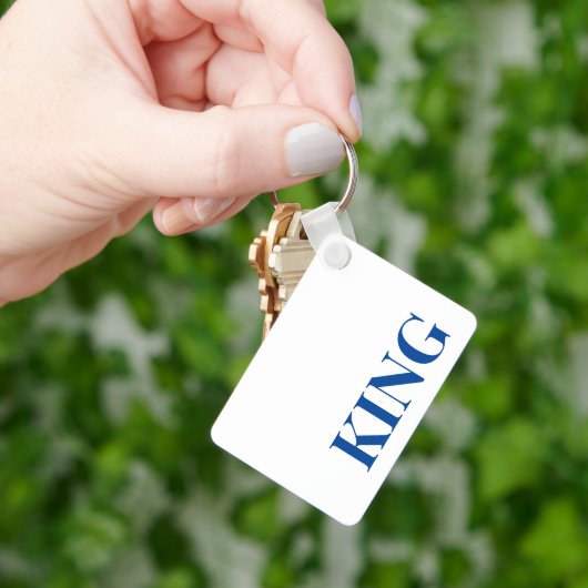Stijl Aluminium Rechthoek King Tekst Sleutelhanger (Hand)