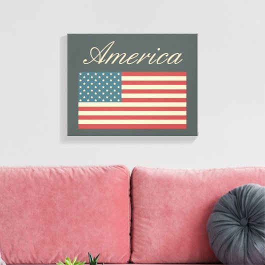  stijl Amerikaanse vlag muurkunst Canvas Afdruk (Insitu (Woonkamer))