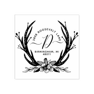 stijl Antler Horns Bloemen Monogram Rubberstempel