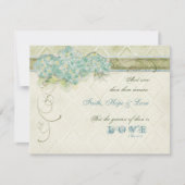 stijl Aqua Floral Hydrangea Swirl Damask RSVP Kaartje (Voorkant)
