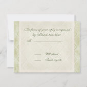  stijl Aqua Floral Hydrangea Swirl Damask RSVP Kaartje (Achterkant)