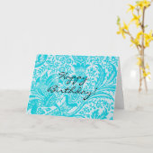  stijl Aqua Generic Birthday Kaart (Gele Bloem)