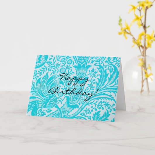  stijl Aqua Generic Birthday Kaart (Gele Bloem)