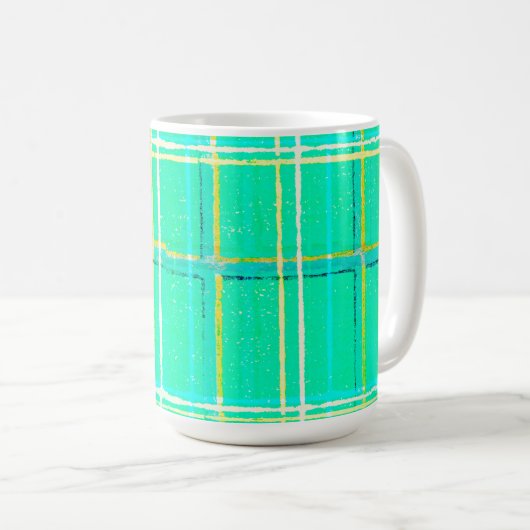  stijl Aqua Green Plaid Mok Cup (Voorkant rechts)