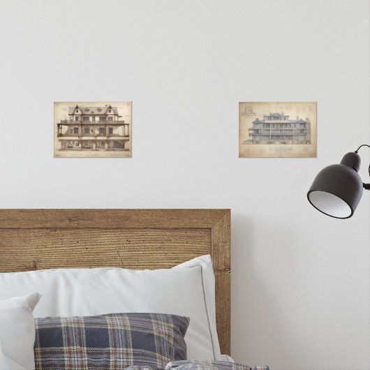 stijl architectuurtekeningen Ephemera Muurkunst Sets (Slaapkamer)