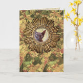 stijl Art Deco Devon Rex Cat Kaart (Gele Bloem)