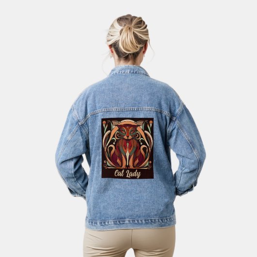  stijl Art Nouveau Cat Lady Denim Jacket (Model)