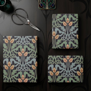  stijl Art Nouveau Floral Inpakpapier Vel