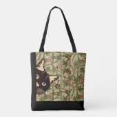 stijl Art Nouveau Funny Peeking Cat Birds Tote Bag (Achterkant)