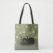  stijl Art Nouveau Rusting Black Cat Floral Tote Bag (Voorkant)