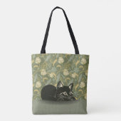  stijl Art Nouveau Rusting Black Cat Floral Tote Bag (Achterkant)
