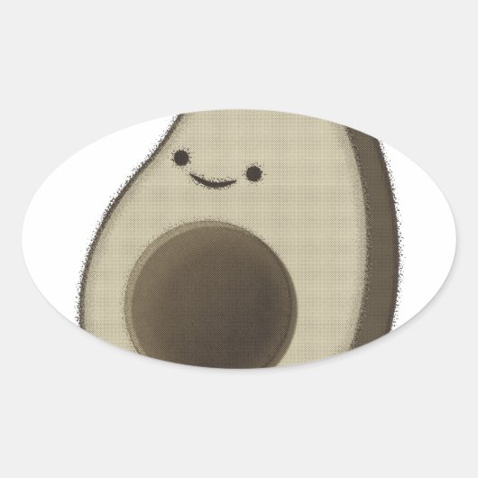 stijl Avocado tekening Ovale Sticker (Voorkant)