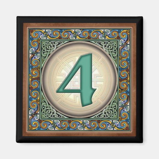 Stijl B, "4" - Keltische getallenmagneten Magneet (Voorkant)
