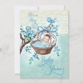  stijl Baby Boy & Birds Baby shower Kaart (Voorkant)
