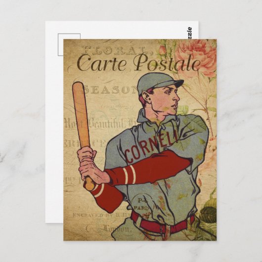 -stijl Baseball Player French Carte Postale Briefkaart (Voorkant / Achterkant)