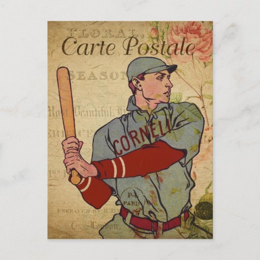-stijl Baseball Player French Carte Postale Briefkaart (Voorkant)