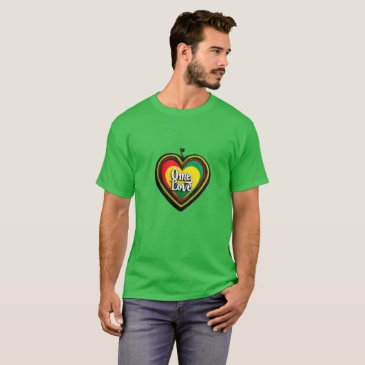 Stijl: Basic Green One Love One Heart T-shirt (Voorkant volledig)