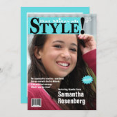 Stijl! Bat Mitzvah Magazine - Hartelijk dank - Bla Bedankkaart (Voorkant / Achterkant)