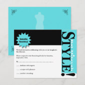 Stijl! Bat Mitzvah Magazine RSVP Reply Card Blauwg (Voorkant / Achterkant)
