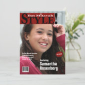 Stijl! Bat Mitzvah Magazine - Uitnodiging Bourgund (Staand voorkant)