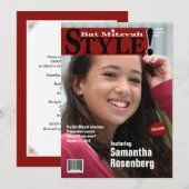 Stijl! Bat Mitzvah Magazine - Uitnodiging Bourgund (Voorkant / Achterkant)