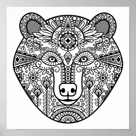 Stijl Beer Hoofd 2 Poster (Voorkant)