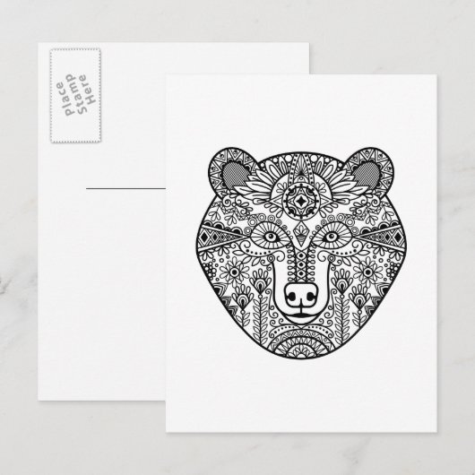 Stijl Beer hoofd Briefkaart (Voorkant / Achterkant)