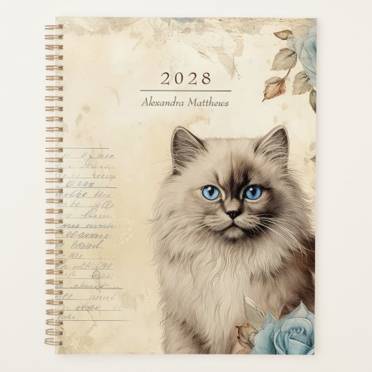 -stijl Birman Cat gepersonaliseerd Planner (Voorkant)
