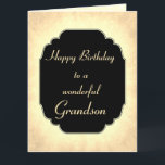 stijl Birthday Grandson Kaart<br><div class="desc">Stijlvol en Chic Happy Birthday Grandson design Wenskaart.</div>