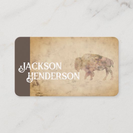  stijl bison art bruin rustiek visitekaartje (Voorkant)