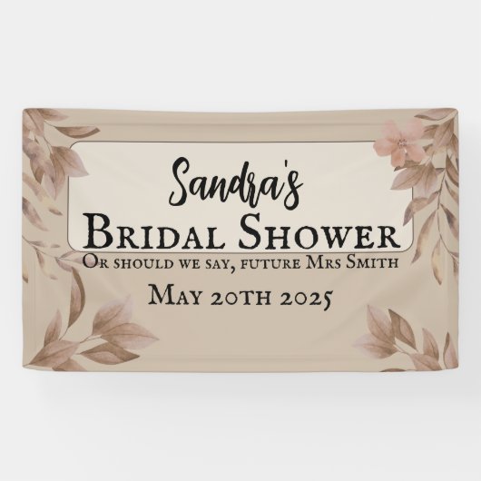 stijl, bladeren zachte kleuren boho chic spandoek (Horizontaal)