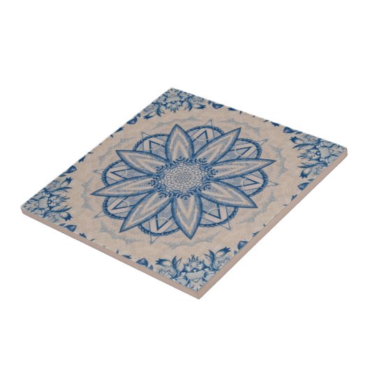  stijl blauw en wit Chinoiserie Geïnspireerd Tegeltje (Zijkant)