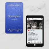 Stijl blauw leder in koninklijk blauw model visitekaartje (Voorkant / Achterkant)