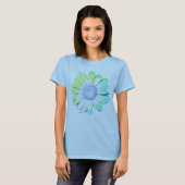  stijl blauw vervaagd Daisy Flower T-shirt (Voorkant volledig)