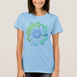  stijl blauw vervaagd Daisy Flower T-shirt