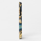 Stijl Blauwe Tan Bloemen Art Phone Case (Achterkant/links)