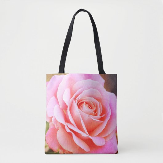  Stijl Bloeiende Roos Roze Canvas tas (Voorkant)