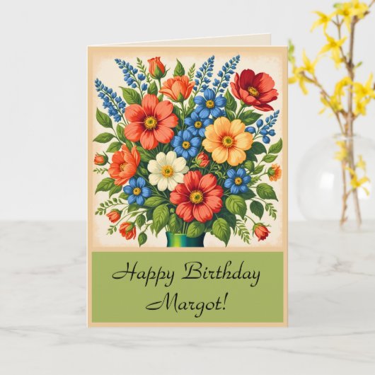  stijl Bloem Boeket Gevouwen Wenskaart Kaart (Gele Bloem)