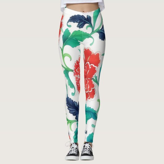stijl Bloemen Art Bloemen Leggings (Voorkant)