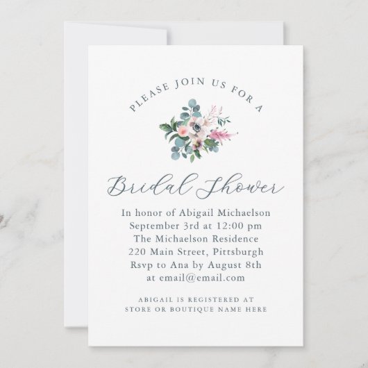 stijl Bloemen Bruids Douche Uitnodiging (Voorkant)