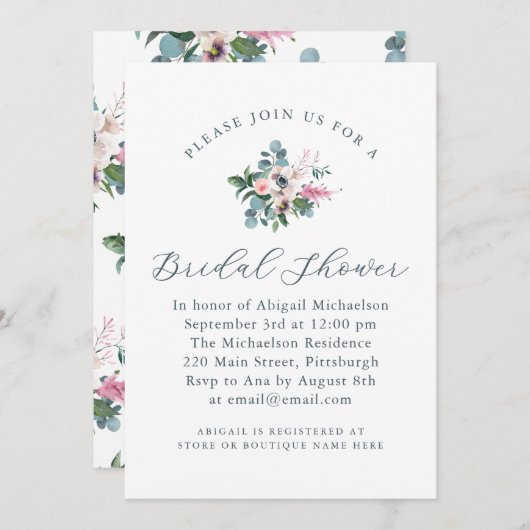  stijl Bloemen Bruids Douche Uitnodiging (Voorkant / Achterkant)