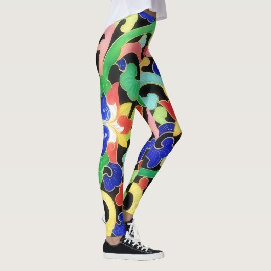 stijl Bloemen en wijnstokken Art Leggings (Rechts)