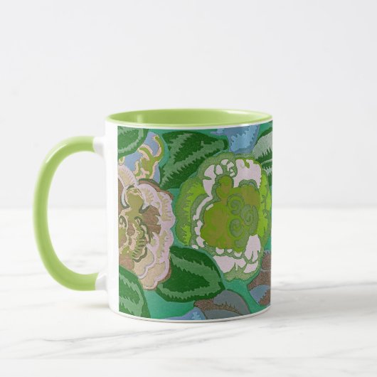  Stijl Bloemen in Groene Kunst Mok Cup (Links)