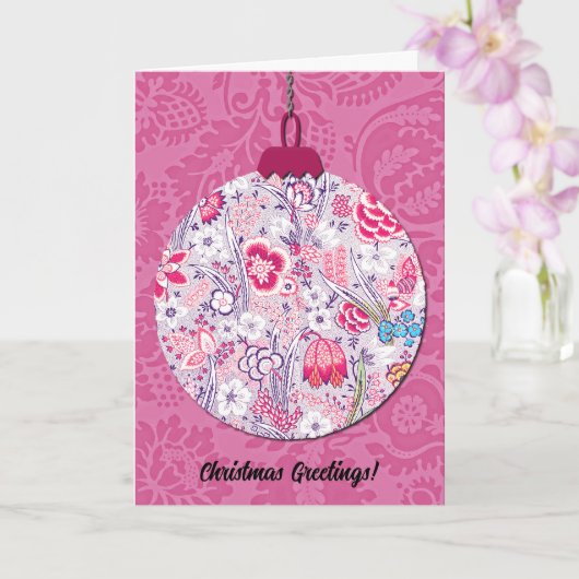  Stijl Bloemen Kerst Ornament Art Pink Kaart (Orchidee)