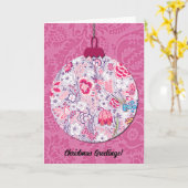  Stijl Bloemen Kerst Ornament Art Pink Kaart (Gele Bloem)