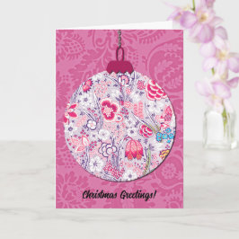  Stijl Bloemen Kerst Ornament Art Pink Kaart